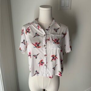 Love Notes Vintage White Floral Button-Down Shirt